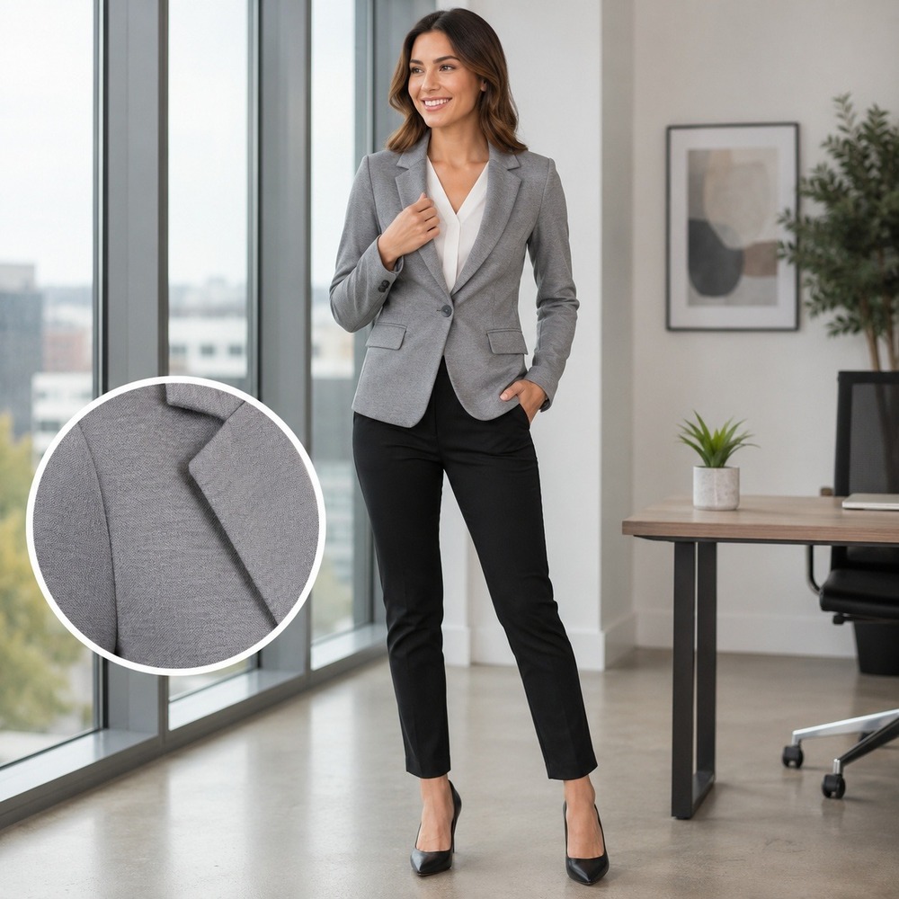 Truth by Republic Gray Stretch Blazer Jacket Single Button Career Office Size 6